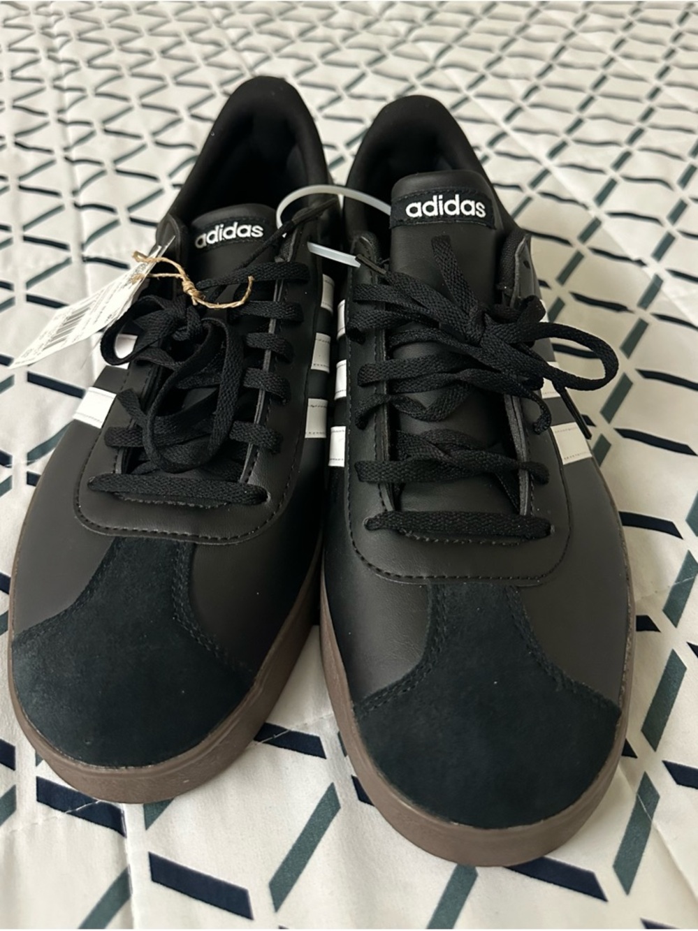 adidas Men’s Black Sneakers with White Three-Stripes - Picture 2 of 7